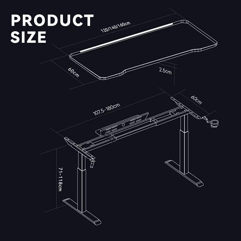 Xpanse Electric Carbon fibe Gaming Table Office table Meja gaming height adjustable table Study Working Home Meja - Image 3